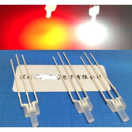 OEM Diffused Bicolor Flat top 2mm LED Diode for indicator common anode/cathode 3pins red@white color