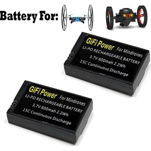 600mAh 3.7V Li-Po rechargeable battery fits well for Parrot Minidrones Rolling Spider and Jumping Sumo