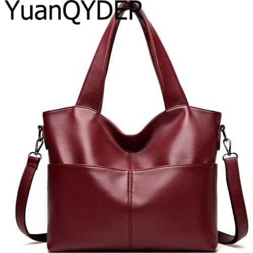 Casual Large Womens Totes Solid Color Simple Shoulder Bag Designer Genuine Leather Handbag Lady Large Capacity Crossbody Bags