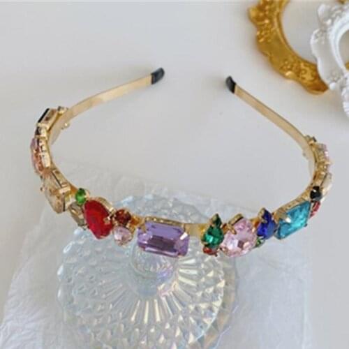 Retro Alloy Headband Tiara Full Crystals Hairband Women Hair Jewelry Baroque Queen Headband Crown Ladies Party Tiny Head Band