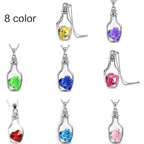 Make A Wish Drift Bottle Necklace Romantic Mermaid Tears Shells Vial Pendant Table Wish Letters Necklace Gift for Friends