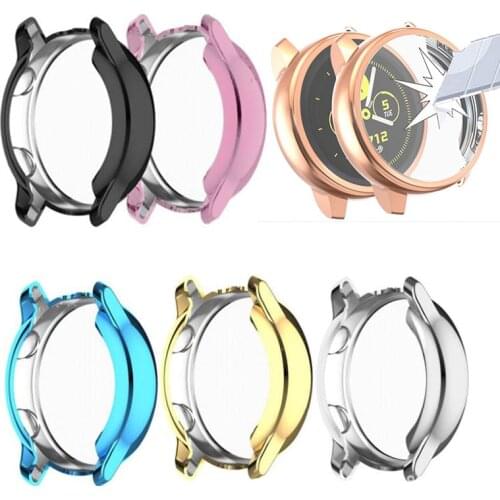 Silicone TPU Soft Screen Glass Protector Case Shell Frame Film For Samsung galaxy watch active Full edge Bumper Protective Cover