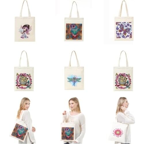 DIY Diamond Painting Handbag Tote Bag Mosaic Drill Reusable Eco-friendly Shopping Bags Diamond Embroidery Kit Cross Stitch Art