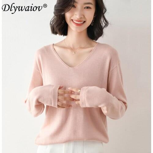Loose V-neck Knitting base Thin Sweater Women Solid Casual Sweaters Female 2021spring Long sleeve soft clothes autumn Pull femme