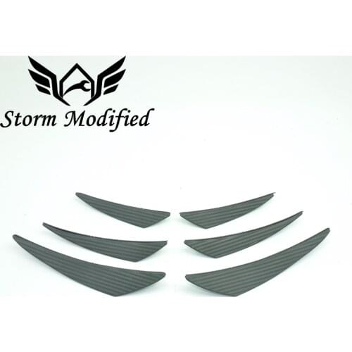 SuTong Universal 6pcs Carbon fiber Fit Front Bumper Lip Splitter Fins Body Spoiler Canards Valence Chin