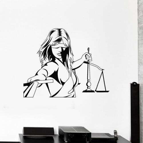 Vinyl Wall Decal Justice Law Firm Court Judge Lawyer Wall Stickers Office Decor Home Room Decoration Decal Removable Mural B338