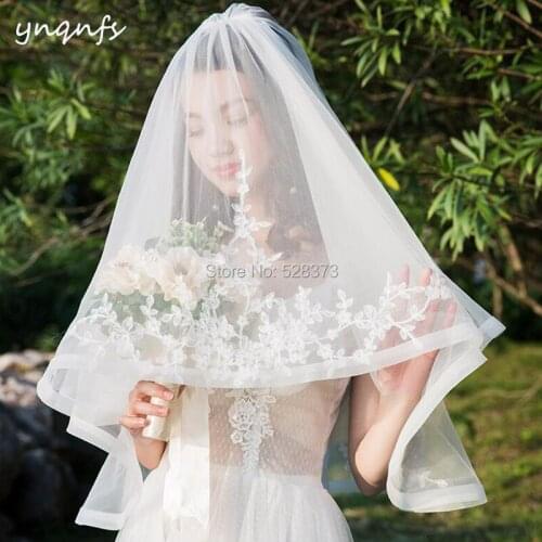 YNQNFS V63 Real Wedding Accessories Hair Decoration Boned Edge Elegant Vintage Wedding Veil Bridal Veil Birdcage 2019