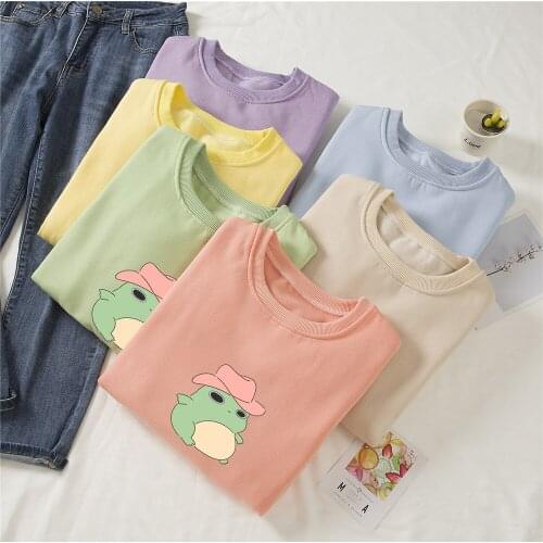 Funny Frog Print Hoodies Jacket Female Ulzzang Hooded Cotton Harajuku Hoodie Sweatshirt Womens Loose Streetwear Sudadera Mujer