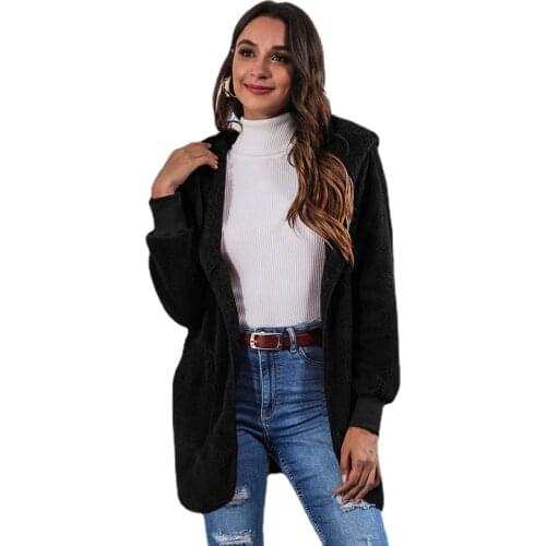 Womens Parka New 2021 Autumn Winter Tops Fashion Coat Lamb Solid Color Fleece Furry Warm Coat Plus S-5xl Size Casual Coat Women