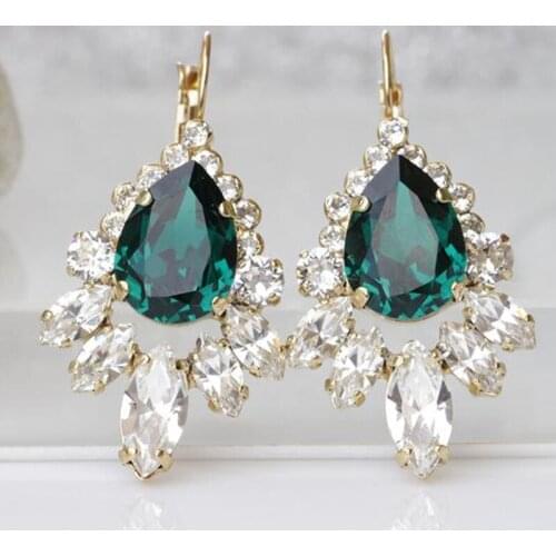 Trendy Water Drop Womens Earrings Simple Micro-inlaid White Sapphire Emerald Fashion Dangle Earring Jewelry Accessories