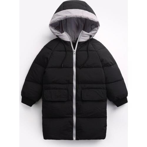 Winter Mid-long Childrens Down Jacket Boys Girls Thickened Hat Down Coat
