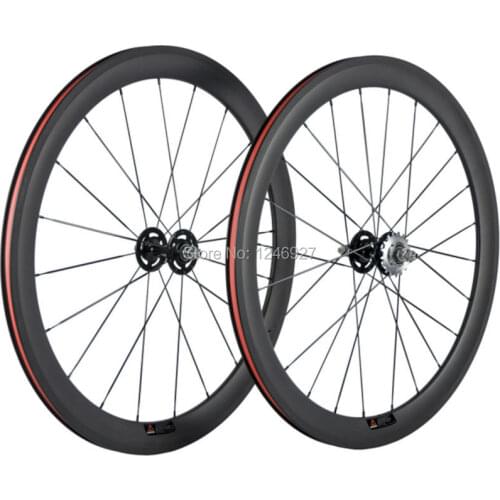 1 Pair Of 50mm Carbon Wheels Track Bike Novatec 165-166 Hub Clincher Carbon Wheelset Fixed Gear Wheel Chinese Carbon Fibre