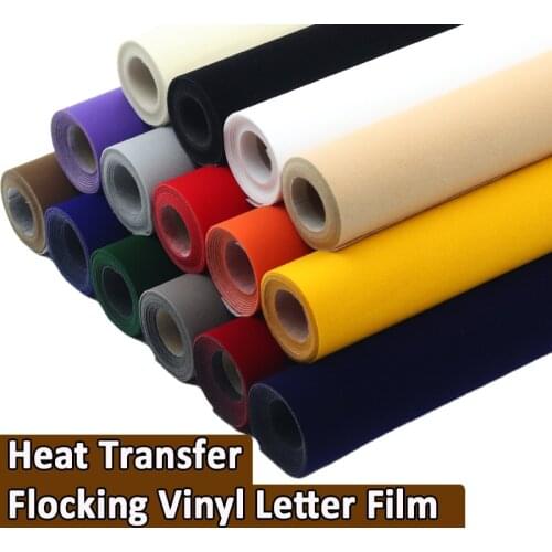 1 Roll 50*100cm Flocking Heat Transfer Vinyl Lettering Velvet Film for Heat Press Machine T-shirt Iron On HTV Printing Paper