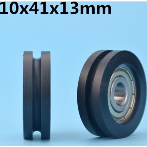 1Pcs 10x41x13 mm U groove Nylon Plastic Wheel With Bearings POM Wire round Pulley