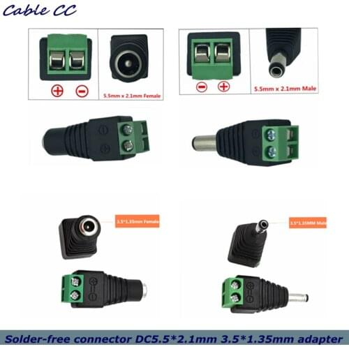 10pcs/ 12V male + female 2.1x5.5MM 3.5x1.35mm DC power jack plug adapter connector for CCTV camera green