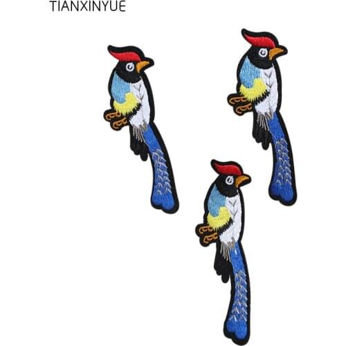 TIANXINYUE 10 pcs Peacock Patches Iron On DIY Embroidered Appliques Sew On For Clothing fabric B patch