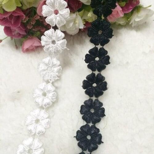 15yards Water Soluble Garment Lace Trims White Black Embroidery Lace Ribbon DIY Handmade Sofa Hometexile Lace Edge Wraping Tape