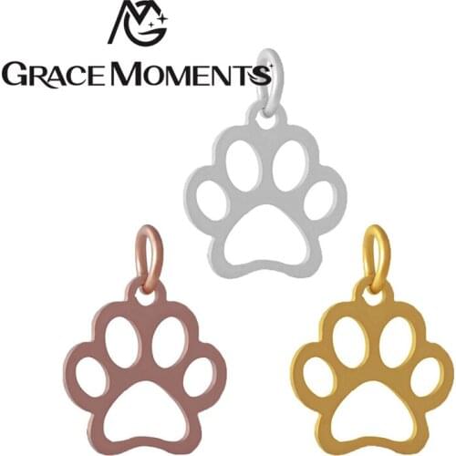 5pcs/lot Grace Moments Jewelry Accessories Cut Out Animal Paw Charm With Split Ring DIY Pendant Charm Making Bracelets Anklets