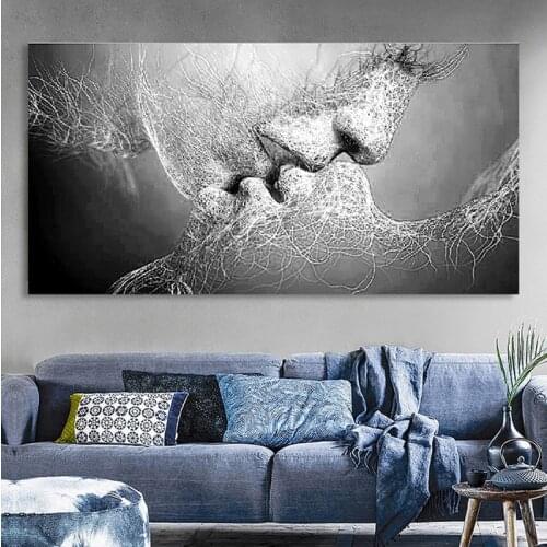 Abstract Love Kiss Canvas Painting Poster Prints Modern Wall Art Nordic Pictures for Living Room Decor Modern Home Decor Poster