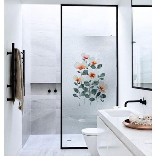 Watercolor flowers Glass Film Vinyl Window Sticker Glass Sticker Living Room Decoration Office Frosted Films Window Glass Sticke