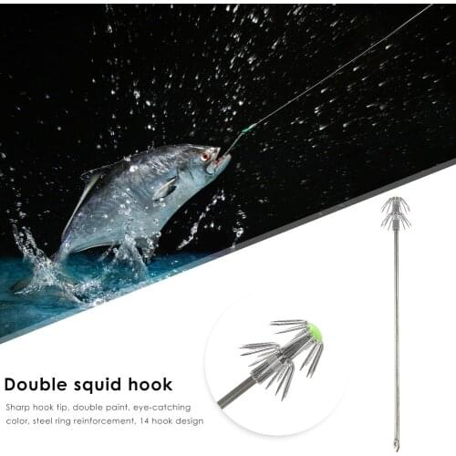 Stainless Steel Double Layers Hook Squid Cuttlefish Octopus Fishing Jigs Hook Outdoor Portable Easy Fishing Carrying