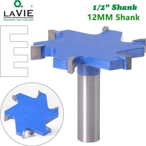 1pc 1/2" Shank 12mm shank 6 Edge T Type Slotting Cutter Woodworking Tool Router Bits For Wood Industrial Grade Milling Cutter