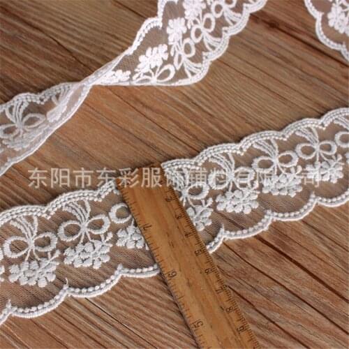 15yard* 5.2cm Embroidery Waved Lace Ribbon Cotton Lace for DIY Sewing Handmade Crafts Wedding Decor Fashion Clothing Accessories