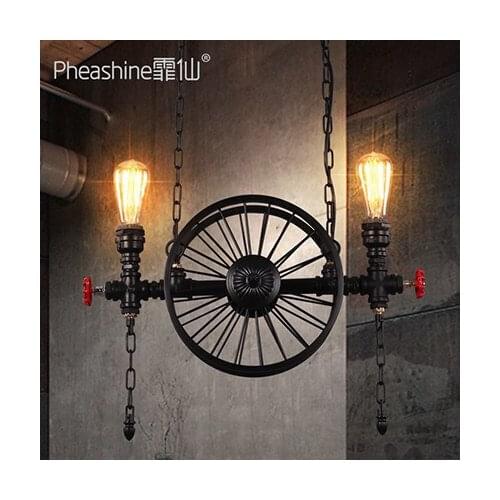 Loft Retro American Art Industrial Wheel Iron Chandelier Restaurant Bar Lamp hanging lamp