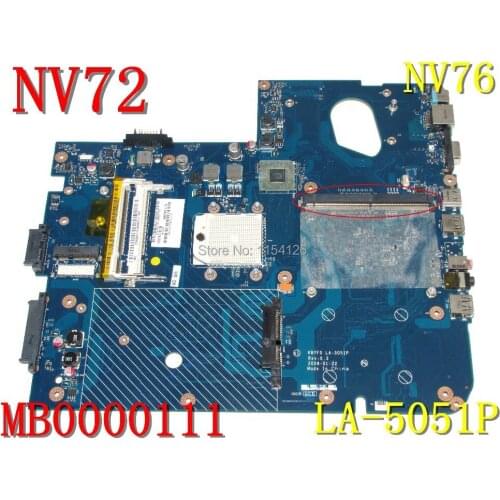 Laptop motherboard for Gateway nv72nv76 MB0000111 LA-5051P Non-Integrated 100% fully tested 60 days warranty