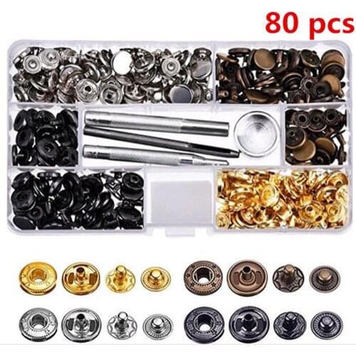 40/80/100/120 pcs 12.5mm Metal Press Studs Sewing Button Snap Button Fasteners Sewing Leather Craft Clothes Bags Garment