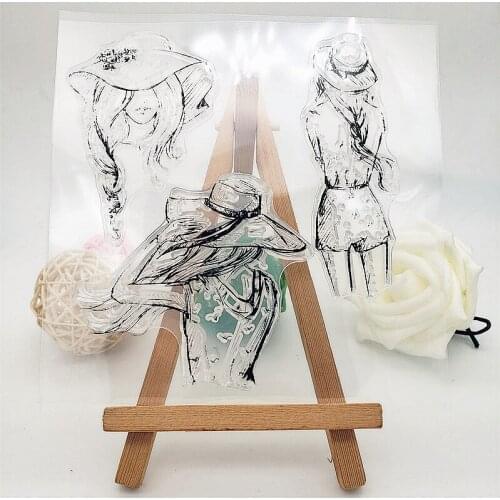 14x14cm Fashion Girl Clear Stamps Transparent Seal Silicone Seal TPR Christmas Wedding Roller Stamps DIY Scrapbook Album Card