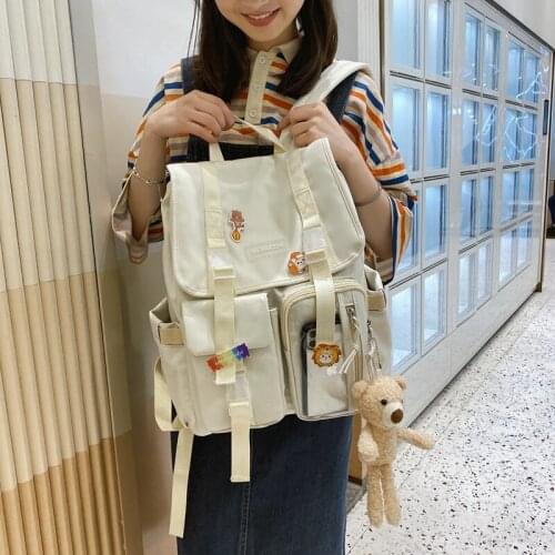 Summer Harajuku Style Fashion Womens Backpack Nylon Waterproof Student School Bag Multi-pocket Large-capacity Travel Backpacks