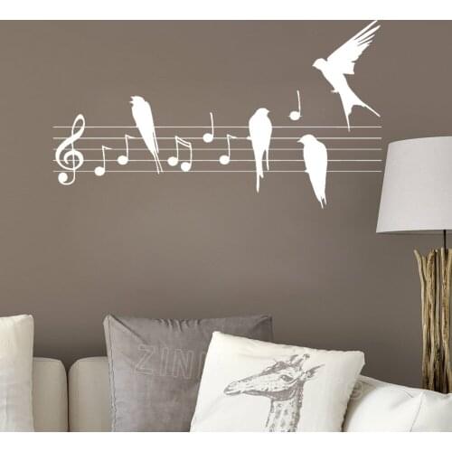 Music Notes Birds Wall Decal Romantic Bedroom Wall Decor Vinyl Art Stickers Home Decoration Living Room Nursery Wallpaper Z615