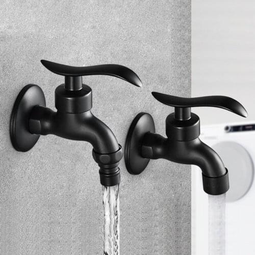 Wall Mounted Lengthen Washing Machine Tap Mop Pool Tap Black Color Garden Outdoor Water Modern Kitchen Bathroom Faucet