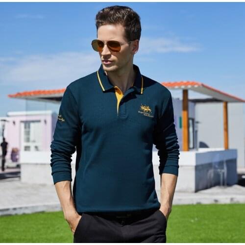 Paul Polo Shirt Mens Long Sleeve T-shirt Autumn Cotton Lapel Loose Plus Size Mens Shirt Mens Business