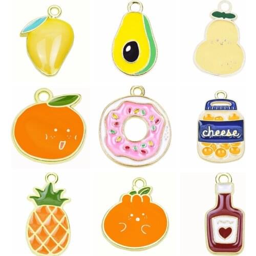 15pcs/Lot Food Series Set Pendants For Jewelry Making Charms Do It Yourself Kawaii Fruit Accessories Earrings Necklace Handmade
