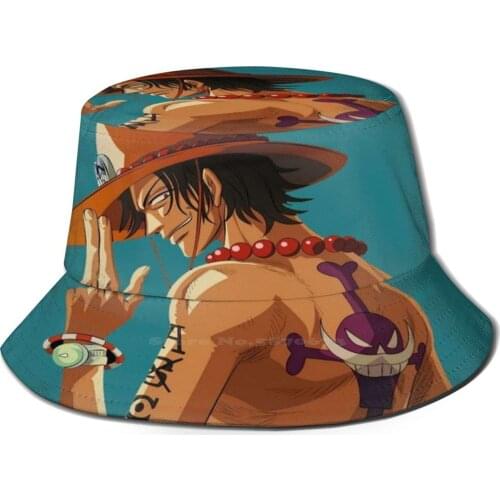 Portgas Fire Fist Pattern Design Printed Travel Bucket Hats Portgas Fire Fist Ace New Hot Music Cartoon Party Night Us Band