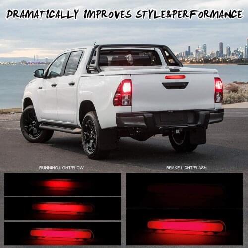 POVTOR Smoked Black Color 1 Pcs Plastic Red LED Light Additional Brake Light For Toyota Hilux 2015 2016 2017 2018