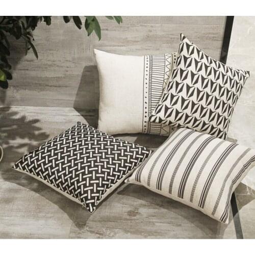 Geometric Simple Linen Pillow Covers Sofa Pillowcases Boho Throw Pillow Covers