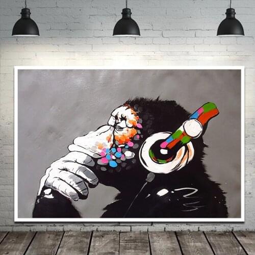 Dropship DJ monkey wall art HD prints 1 piece canvas art animal oil painting Wall Art Modular Picture For Living Room Decoration