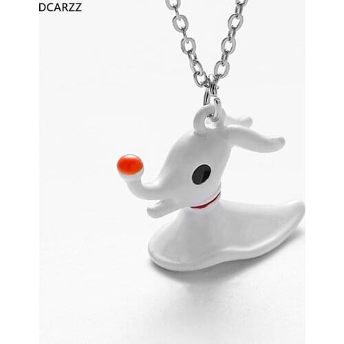 Nightmare Before Christmas Zero Necklaces Jack Ghost Dog Halloween Pumpkin Nose Pendant Women Gothic Skull Jewelry Wholesale