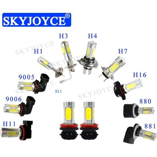 SKYJOYCE High Power LED Bulb 7.5W Super Bright H1 H3 H4 H7 H11 9005 9006 880 881 H16 Yellow White 3000K 6000K COB LED Fog Light