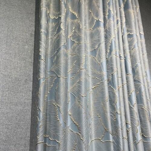 Light Luxury High-precision Gold Thread Leaf Jacquard Curtains Classical Curtains for Living Room Bedroom Gold Leaf Curtains