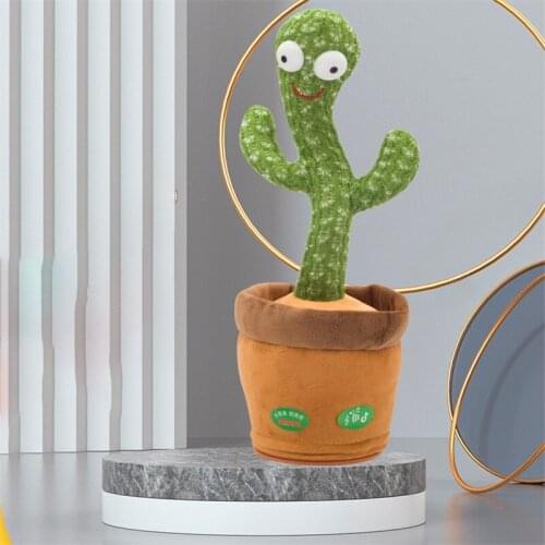 Dancing Cactus Singing Dancing Decoration Speak Electronic Plush Toys Knitted Fabric Gift for Kids Funny Early Education Toys