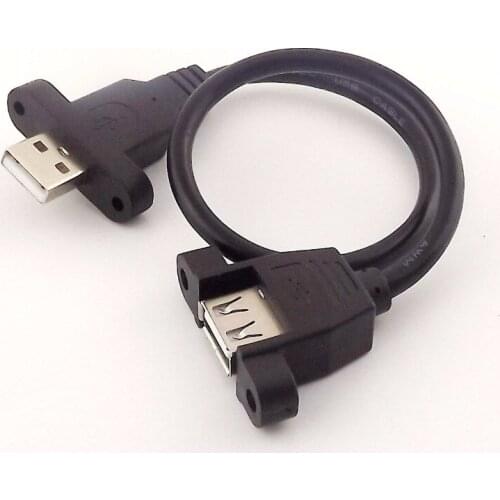 10pcs USB 2.0 A Female Socket Panel Mount to USB A Male Screw Hole Extension Cable 1FT/50cm