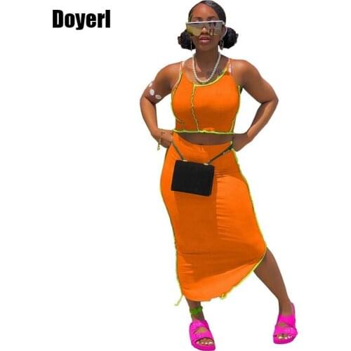 Streetwear Sexy Two Piece Set Women Skirt and Top Bodycon Summer Dress Sets Womens Outfits Club 2 Piece Skirt Set for Women 2021