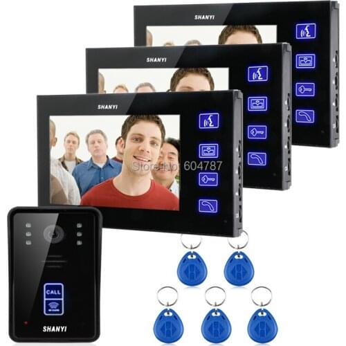 7" Color Monitor Touch Key Video Door Phone Doorbell Intercom System IR Camera 1V3