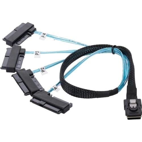 Internal 36 Pin Mini SAS SFF-8087 Host to 4 SFF-8482 Target SAS Hard Disk and SATA Power Cable 50cm