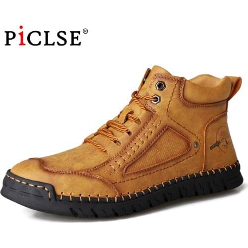Waterproof Winter Men Boots Leather Tooling Ankle Boots for Men Snow Boots Outdoor Rubber Work Boots Man Hiking Shoes Botas