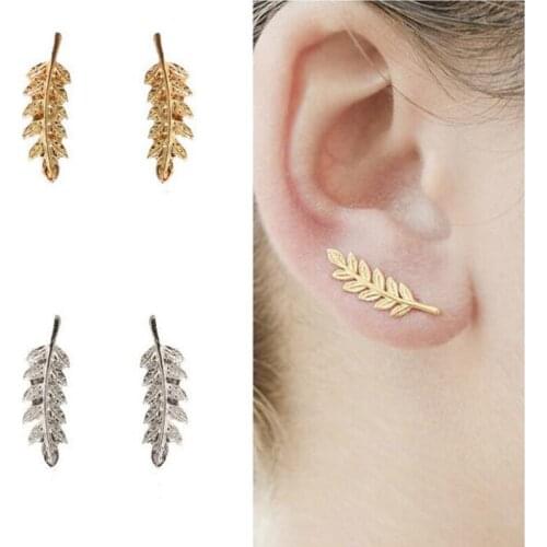2018 New Vintage Jewelry Exquisite Feather Earrings Ear Cuff for Women Beautiful Tree Simple Leave Earrings Ear clip brincos